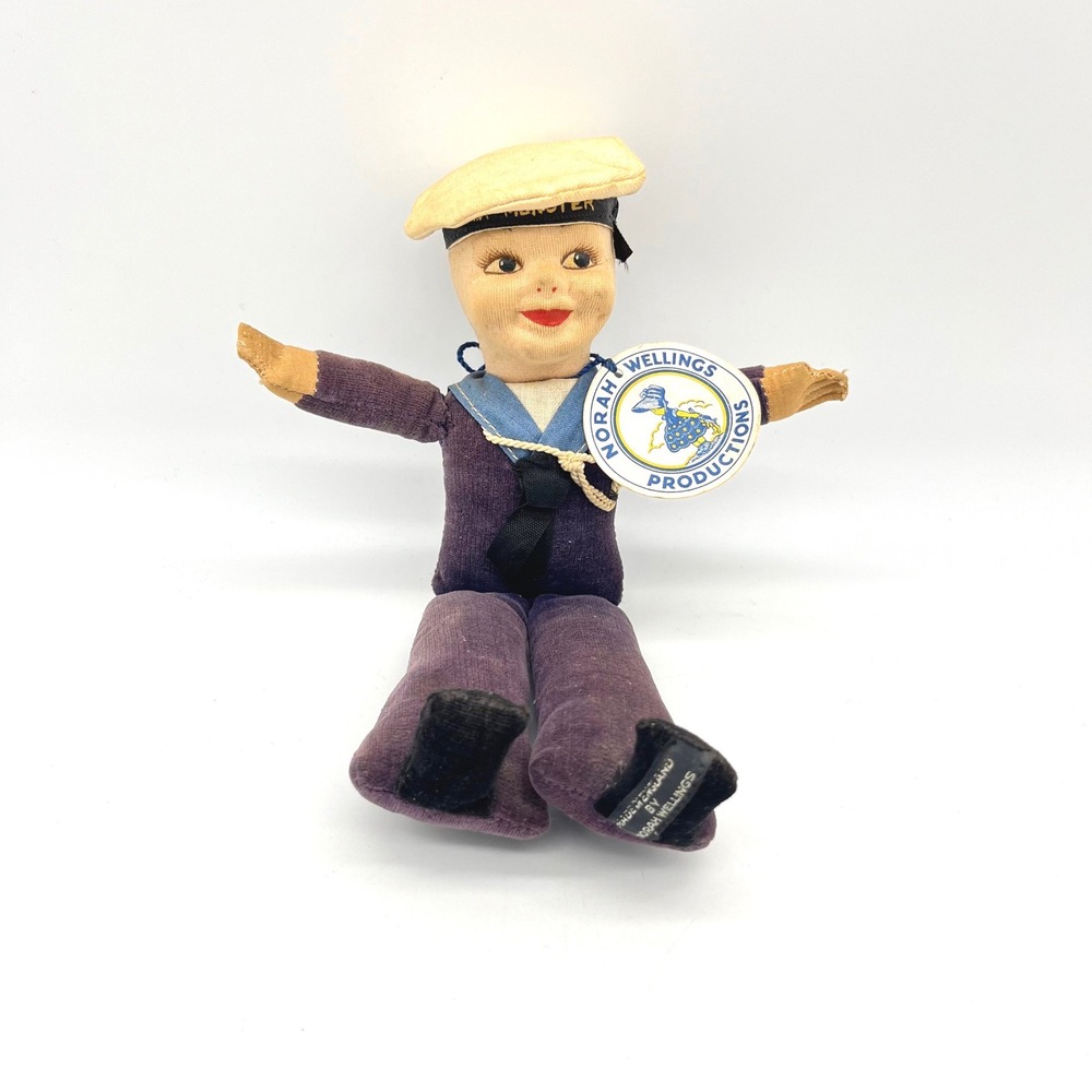 Vintage Norah Wellings MV Munster Sailor Doll Purple Velvet Felt Cloth 8.5 Inch